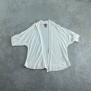 Batwing White Cotton Rayon Blend Cardigan Womens Size 2 L  1234